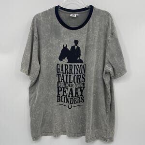 GARRISON TAILORS Men's T-Shirt Size XXL Grey Acid Wash Graphic Cotton Top
